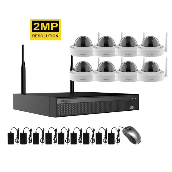 Комплект відеоспостереження бездротовий wifi на 8 купольних камер Longse WIFI3608DED8SW200, 2 мегапікселя