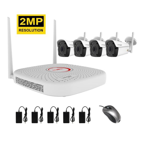 Комплект відеоспостереження бездротовий wifi на 4 камери Longse WIFI3604PGE4FK200, 2 мегапікселя
