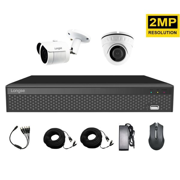 Комплект камер видеонаблюдения на 2 камеры Longse XVRA2004D1M1P200, 2 Мп, FullHD 1080P