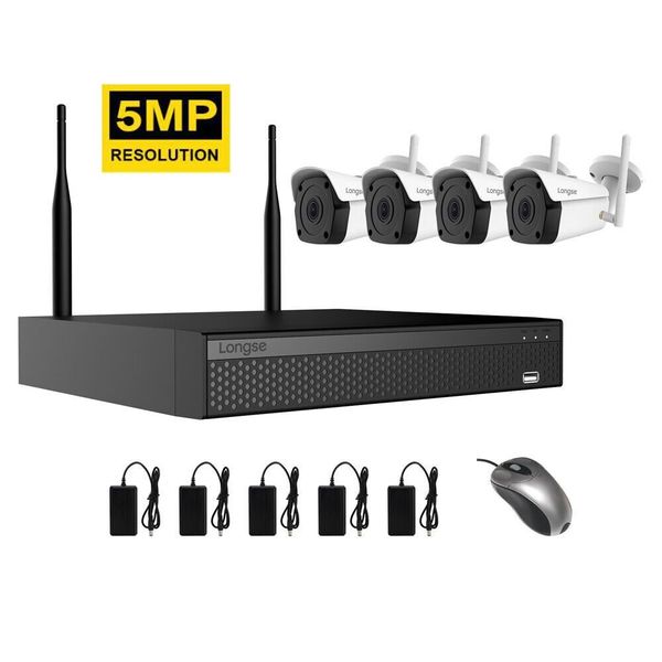 Комплект відеоспостереження бездротовий wifi на 4 камери Longse WIFI3604DE4FK500, 5 Мегапікселів, до 300 метрів