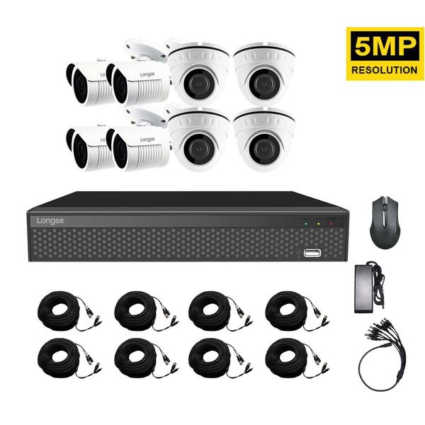 Комплект відеоспостереження для будинку на 8 камер Longse XVR2108HD4M4P500 kit, 5 Мп, Quad HD
