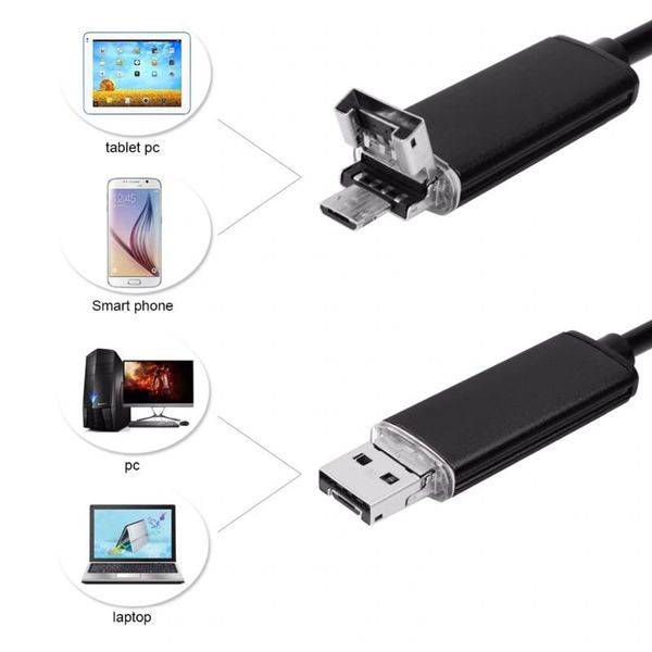 USB ендоскоп для смартфона і ноутбука HD 480P Kerui 651H, 1 метр, 5.5 мм, жорсткий кабель, зображення 7