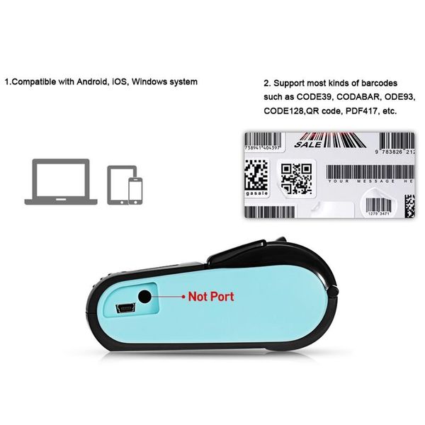 Мобільний термопринтер чеків для смартфона bluetooth Goojprt PT-210, pos принтер + чохол, блакитний, зображення 5