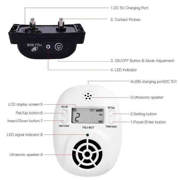 Внутрішній безпровідний паркан для собак + відлякувач комах та мишей 2 в 1 PET YQJ-907, зображення 4