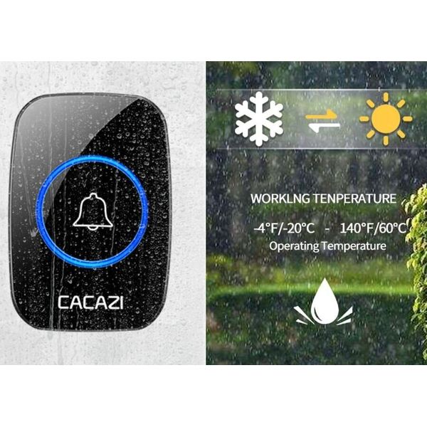 Безпровідний дверний дзвінок на вхідні двері з 2-ма кнопками виклику Cacazi A21, зображення 4