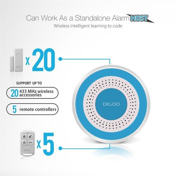 Бездротова сирена автономна для бездротових датчиків 433 мГц Digoo DG-ROSA, з акумулятором, зображення 6