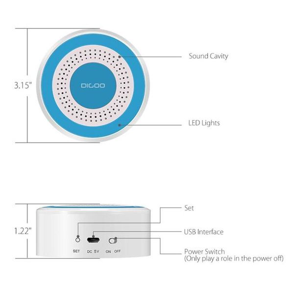 Бездротова сирена автономна для бездротових датчиків 433 мГц Digoo DG-ROSA, з акумулятором, зображення 7