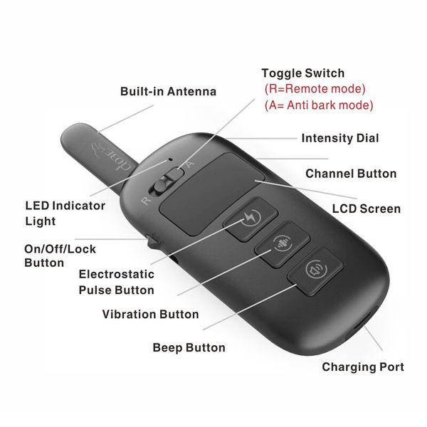 Електронний ошийник для собаки для дресирування + антилай 2 в 1 Dobe DB 500, червоний ремінець, зображення 3