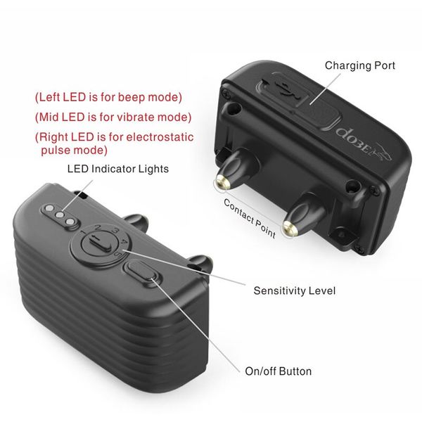 Електронний ошийник для собаки для дресирування + антилай 2 в 1 Dobe DB 500, червоний ремінець, зображення 4