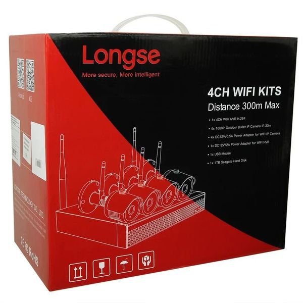 Комплект відеоспостереження бездротовий на 4 камери Longse WIFI 3604 - 2MP Kit 4, 300 метрів, 2 Мп, FullHD 1080p, зображення 4