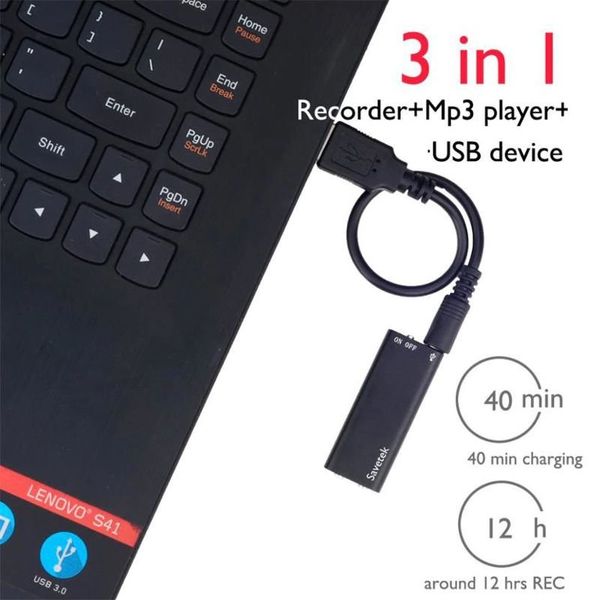 Мініатюрний диктофон з активацією голосом Savetek 200, 8 Гб, Mp3, VOX, 8 годин запису, зображення 6