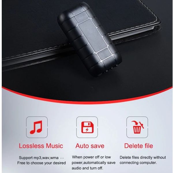 Міні диктофон цифровий акумуляторний Sttwunake A50 +, SD до 128 Gb, 20 днів запису, магніт, зображення 4