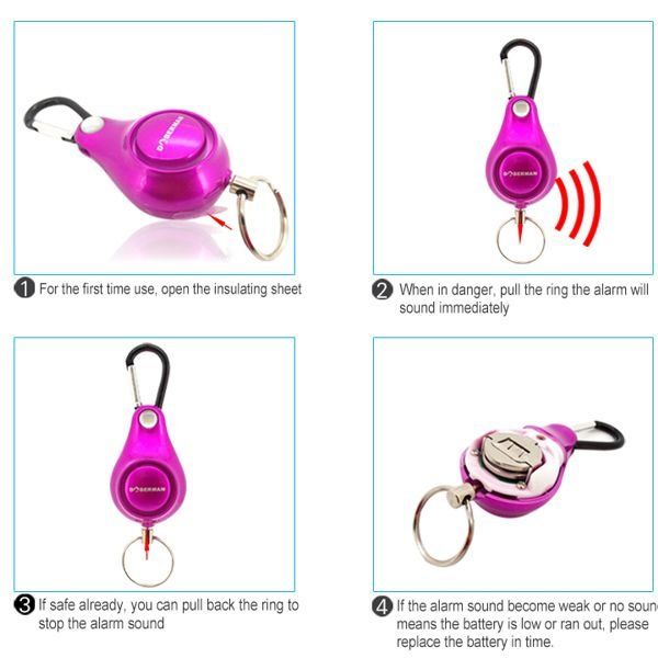 Персональна кишенькова сигналізація сирена для самооборони Doberman Security SE-0120, фіолетова, зображення 5