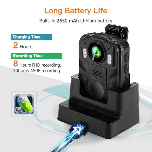 Нагрудний відеореєстратор поліцейський на одяг Boblov WN9, FullHD 1080P, 170 градусів, 8 годин запису (вдосконалена версія), зображення 3