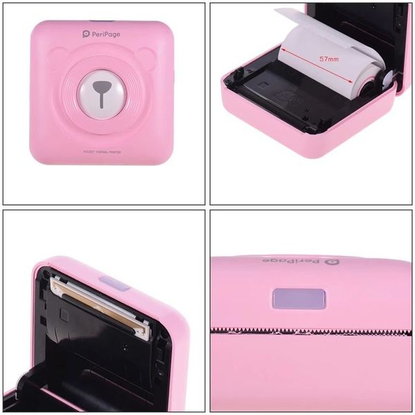 Портативний bluetooth термопринтер для смартфона PeriPage A6, рожевий, зображення 4