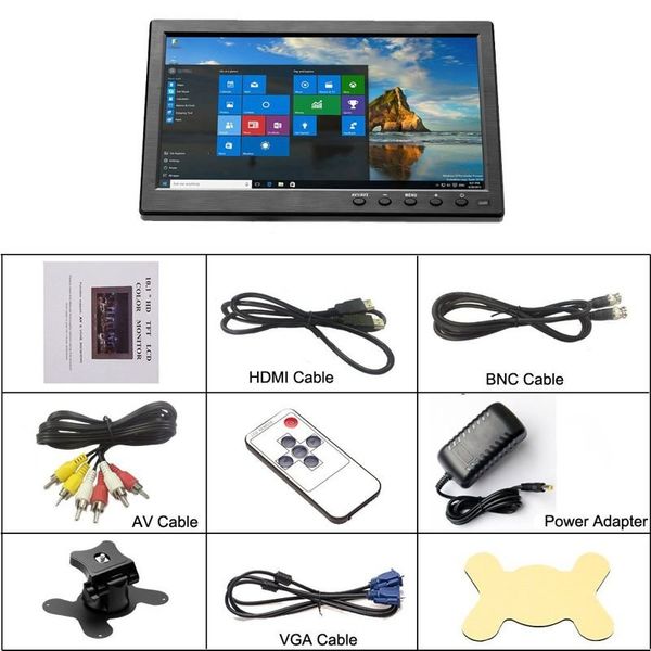 Автомобільний монітор в машину 10 дюймів для камери заднього виду Podofo K101, 1024х600, AV, HDMI, VGA, зображення 7