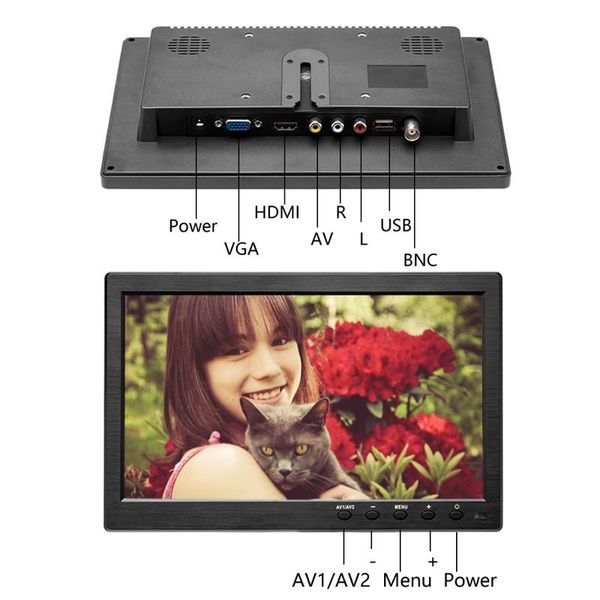 Автомобільний монітор в машину 10 дюймів для камери заднього виду Podofo K101, 1024х600, AV, HDMI, VGA, зображення 4