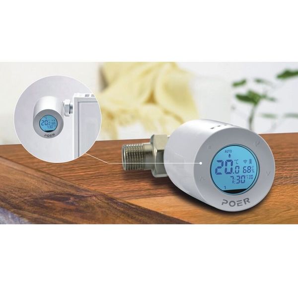 Терморегулятор на батарею опалення бездротовий - розумний термостат для радіатора Poer PTV30, з управлінням через інтернет, зображення 3