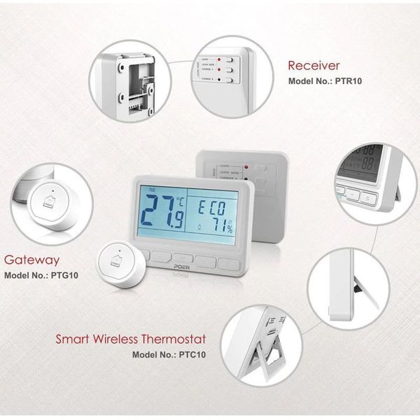 Бездротовий термостат з wifi терморегулятором для котла і теплої підлоги Poer PTC10-WIFI, зображення 6