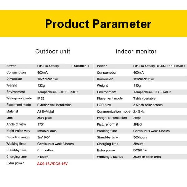 Безпровідний відеодомофон з датчиком руху, 3,5 "дюймовим монітором Kivos KDB302A +, дальністю до 100 метрів, дистанційне відкриття електрозамка, зображення 7
