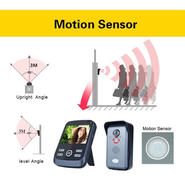 Безпровідний відеодомофон з датчиком руху, 3,5 "дюймовим монітором Kivos KDB302A +, дальністю до 100 метрів, дистанційне відкриття електрозамка, зображення 3