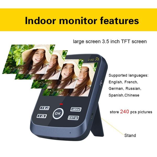 Безпровідний відеодомофон з датчиком руху, 3,5 "дюймовим монітором Kivos KDB302A +, дальністю до 100 метрів, дистанційне відкриття електрозамка, зображення 4