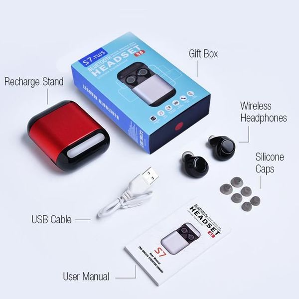 Бездротові bluetooth навушники Tomkas S7-TWS, червоний бокс, зображення 7