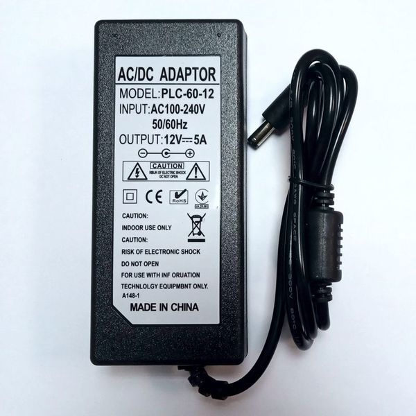 Блок живлення для камер відеоспостереження 12 вольт 5 Ампер 60W OEM PLC-60-12, зображення 2