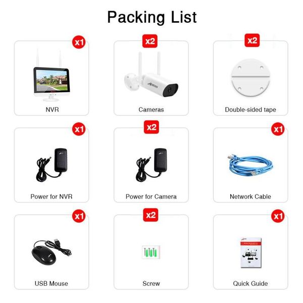 Комплект відеоспостереження бездротовий wifi на 2 камери Anran AR-2W c 13" LCD монітором, 3 мегапікселя, зображення 7