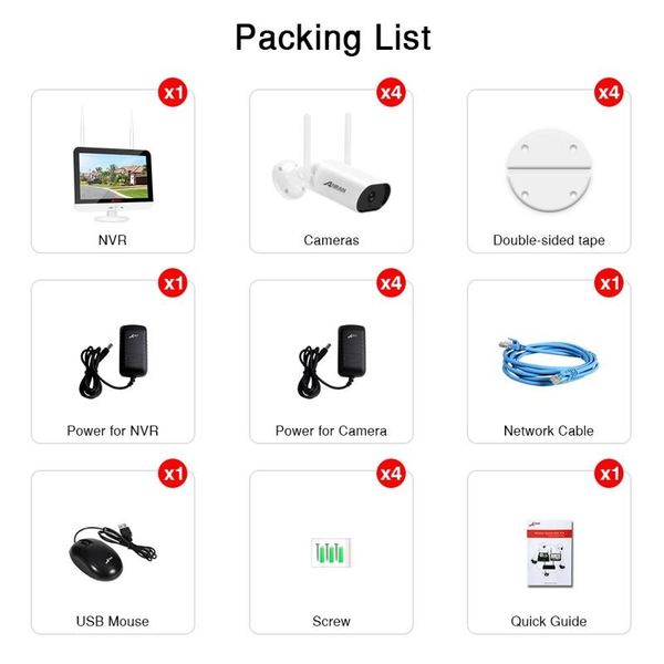 Комплект відеоспостереження бездротовий wifi на 4 камери Anran AR-4W з 13" LCD монітором, 3 Мегапікселя, зображення 7