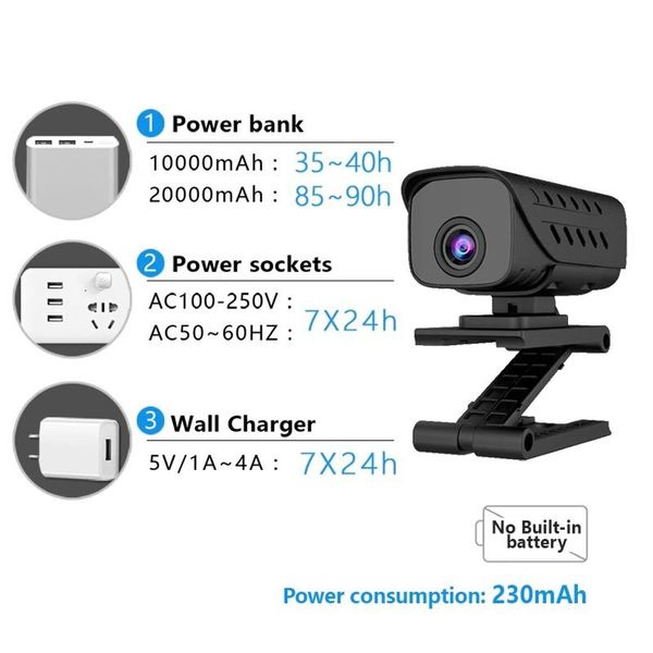 Міні камера WIFI 1 МП, HD 720P з невидимою підсвіткою до 8 метрів ZTour T9, без акумулятора, зображення 4