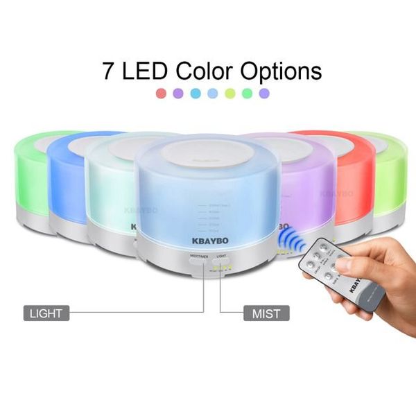 Настільний зволожувач повітря для кімнати з підсвічуванням Kbaybo L500, 7 кольорів, 500 мл, пульт ДУ, зображення 3