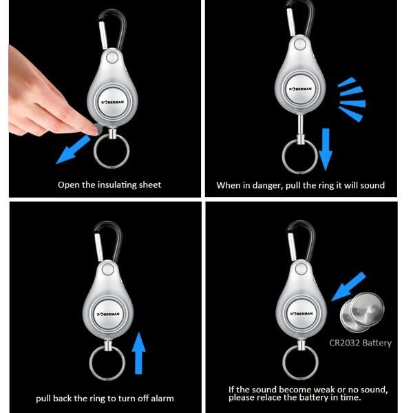 Персональна кишенькова сигналізація сирена Doberman Security SE-0120, срібна, зображення 6