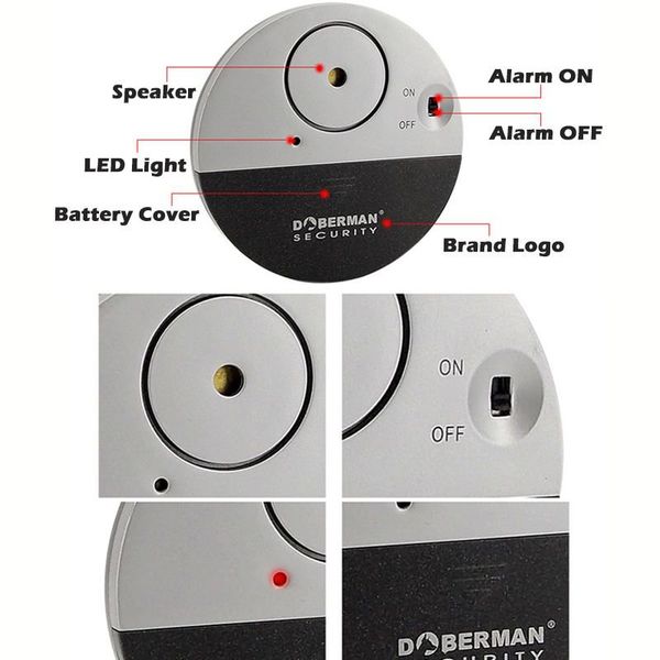 Сигналізація з датчиком вібрації і сиреною 100 дБ Doberman Security SE-0106, вібро сигналізація, зображення 3