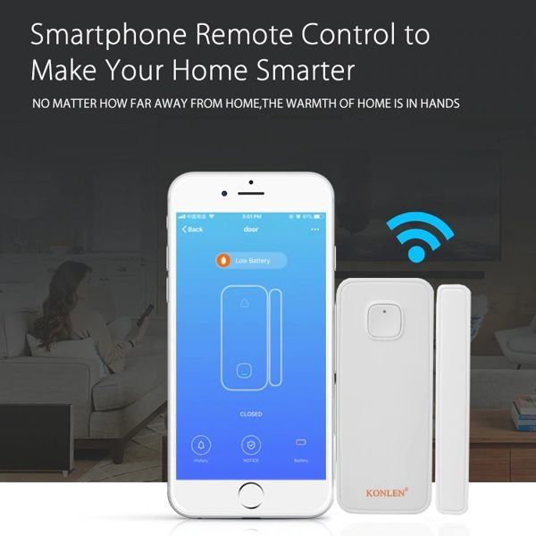Розумний wifi датчик відкриття дверей або вікон Konlen KL-WD001, Iphone & Android App, зображення 5