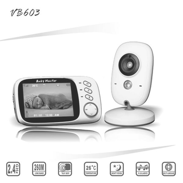 Відеоняня Baby Monitor VB603 зі зворотним зв'язком, бездротова, HD720P, 3.2 "дисплей, датчик температури, зображення 2