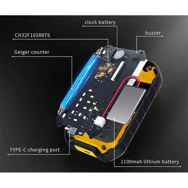 Дозіметр радіації професійний радіометр Fnirsi GC-01, акумуляторний, зображення 3