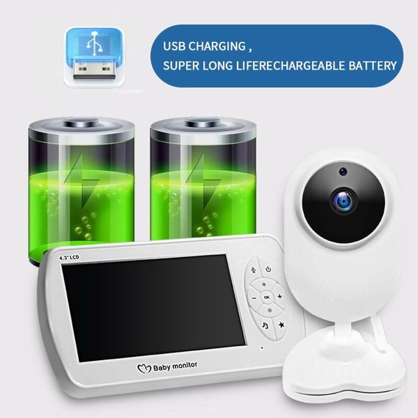 Відеоняня baby monitor безпровідна з великим 4.3 " дюймовим монітором INQMEGA BM43, датчик температури, підсвітка, запис відео, зображення 5