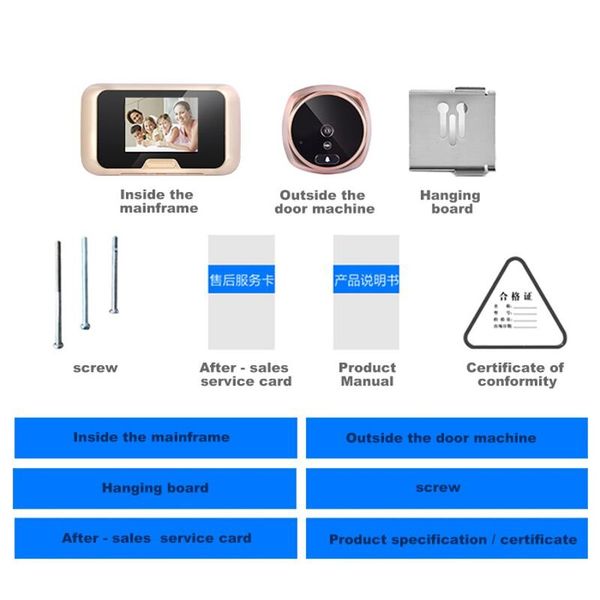 Відеоглазок дверний цифровий для квартири Kivos KR08 c 3 "екраном, підсвіткою та відео / фото записом.  Карта 8 Гб у подарунок!, зображення 7