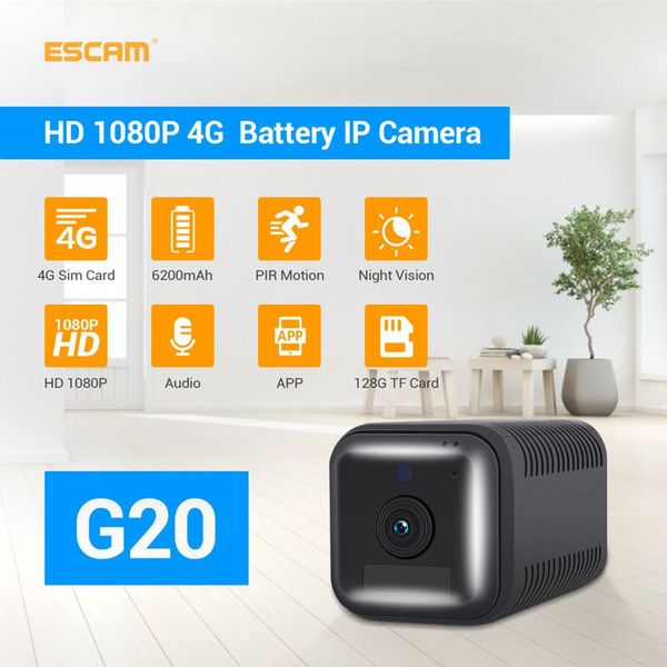 4G камера автономна міні з великим акумулятором 6200 мАг ESCAM G20, FullHD 1080P, датчик руху, зображення 2 4G камера автономна міні з великим акумулятором 6200 мАг ESCAM G20, FullHD 1080P, датчик руху, зображення 2