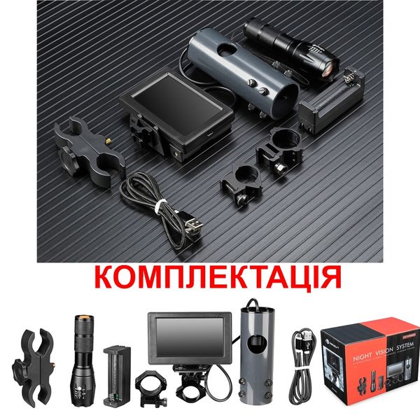 Прилад нічного бачення для оптичного прицілу з 4,3" монітором Fire Wolf FW1 (без самого прицілу), зображення 6