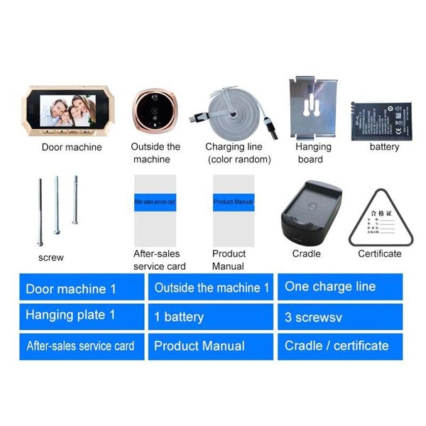 Відеоглазок з датчиком руху з великим 4,3" екраном Kivos KR07, з відео / фото записом і підсвіткою. Карта 8 Гб у подарунок!, зображення 7