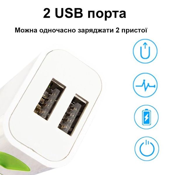 USB зарядка 5 вольт 1.1 ампера 6 Ватт на 2 USB порти із захистом від перевантаження та підсвіткою F5, зображення 3
