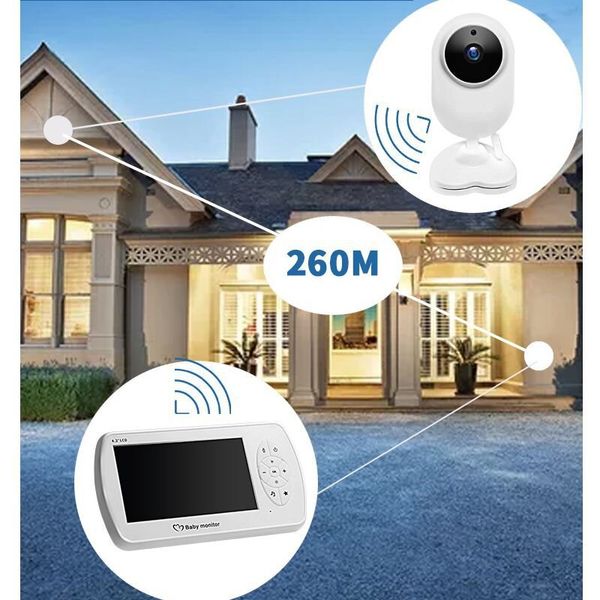 Відеоняня baby monitor безпровідна з великим 4.3 " дюймовим монітором INQMEGA BM43, датчик температури, підсвітка, запис відео, зображення 3