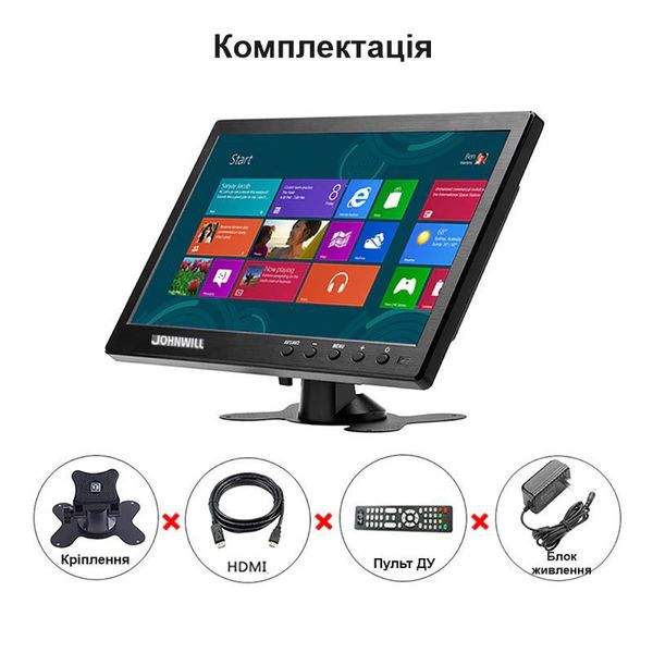 Автомобільний монітор 10 дюймів для камери заднього виду в машину Johnwill HD1011, 1366х768, AV, HDMI, VGA, зображення 5 Автомобільний монітор 10 дюймів для камери заднього виду в машину Johnwill HD1011, 1366х768, AV, HDMI, VGA, зображення 5