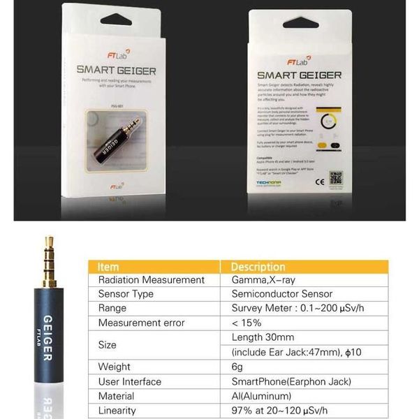 Дозиметр для смартфона FTLAB Smart Geiger FSG-001, для вимірювання радіації предметів (не вимірюються загальний фон), зображення 7