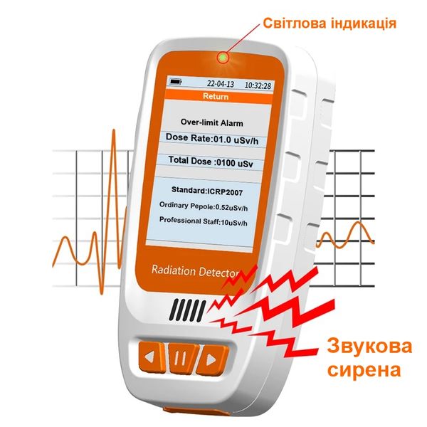 Дозиметр радіації портативний на акумуляторі зі звуковим оповіщенням Nectronix HFS-20, зображення 5 Дозиметр радіації портативний на акумуляторі зі звуковим оповіщенням Nectronix HFS-20, зображення 5