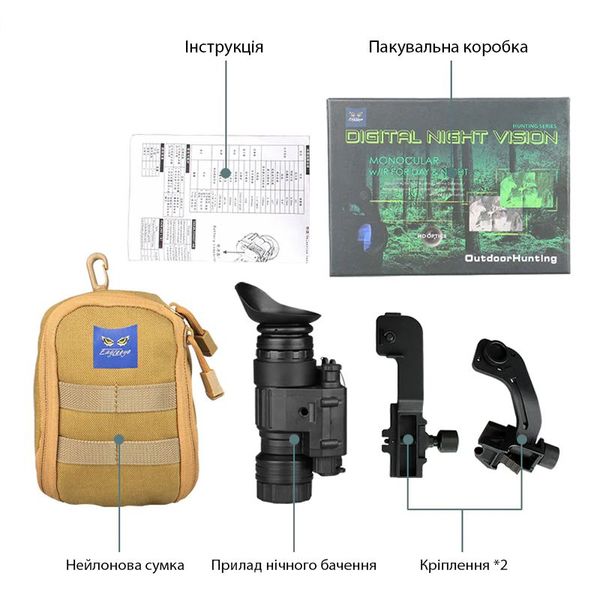 Монокуляр нічного бачення ПНВ для кріплення на шолом з 3Х кратним зумом Nectronix CL27-0008, чорний, зображення 6