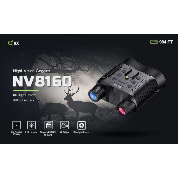 Окуляри нічного бачення ПНБ з відео/фото записом та кріпленням на голову Dsoon NV8160, на акумуляторі, зображення 7