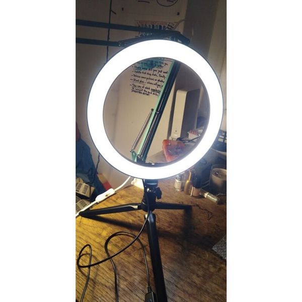 Селфі кільце світлодіодне на штативі з тримачем для телефону Selfie ring light, діаметром 26 см, 3 кольори підсвічування, зображення 7